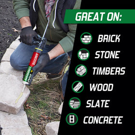 Bonding brick and stone with Loctite PL 500 outdoors