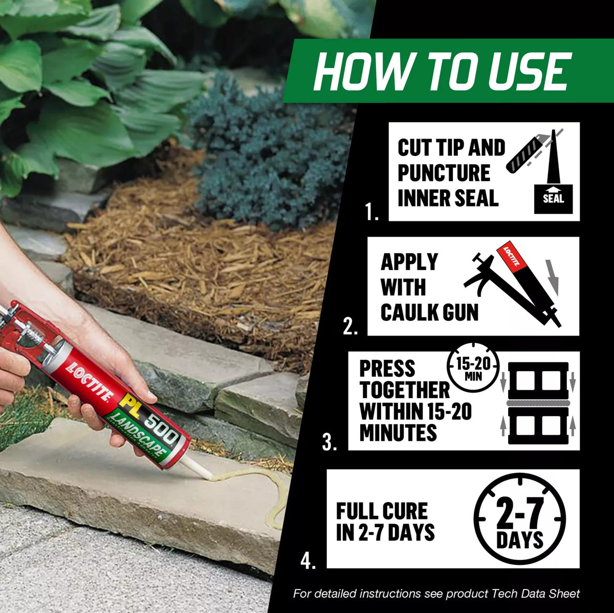 Capstone installation with Loctite PL 500 for secure bonding