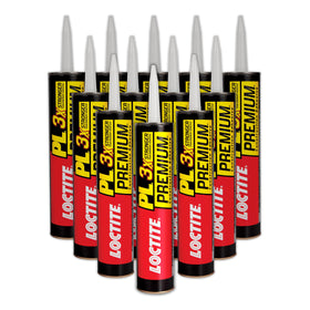 Loctite PL Premium adhesive tube label; clear branding for project prep.