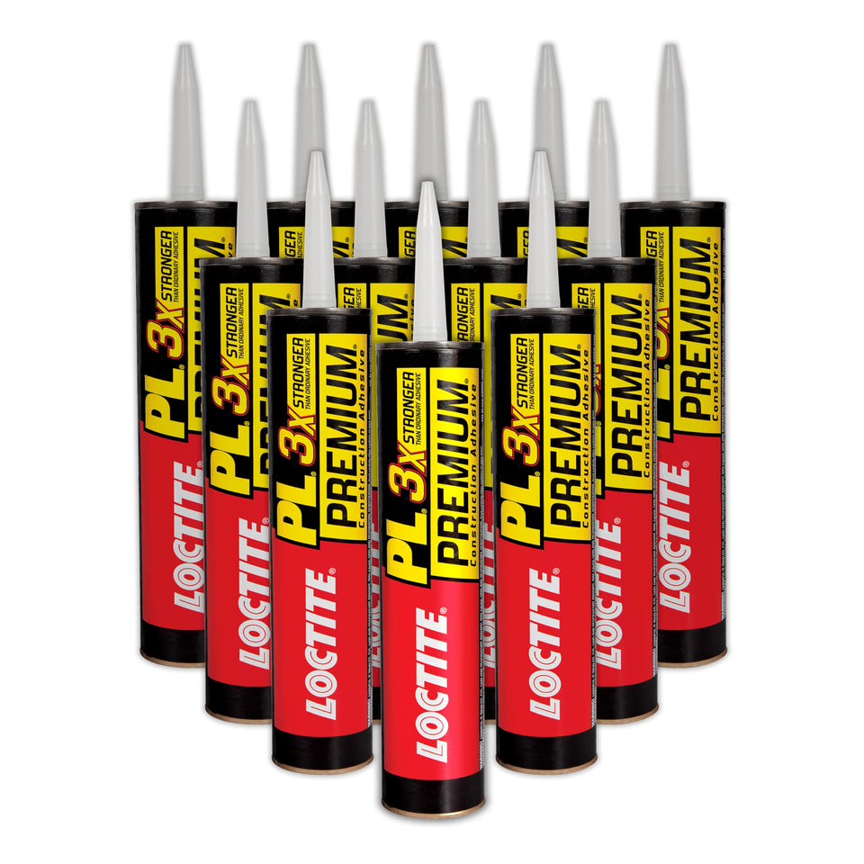 Loctite PL Premium adhesive tube label; clear branding for project prep.