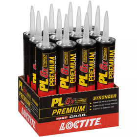 Loctite PL Premium Fast Grab adhesive tube showing high initial tack for quick bond.
