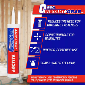 Loctite Power Grab Express bonds foamboard for quick construction fixes