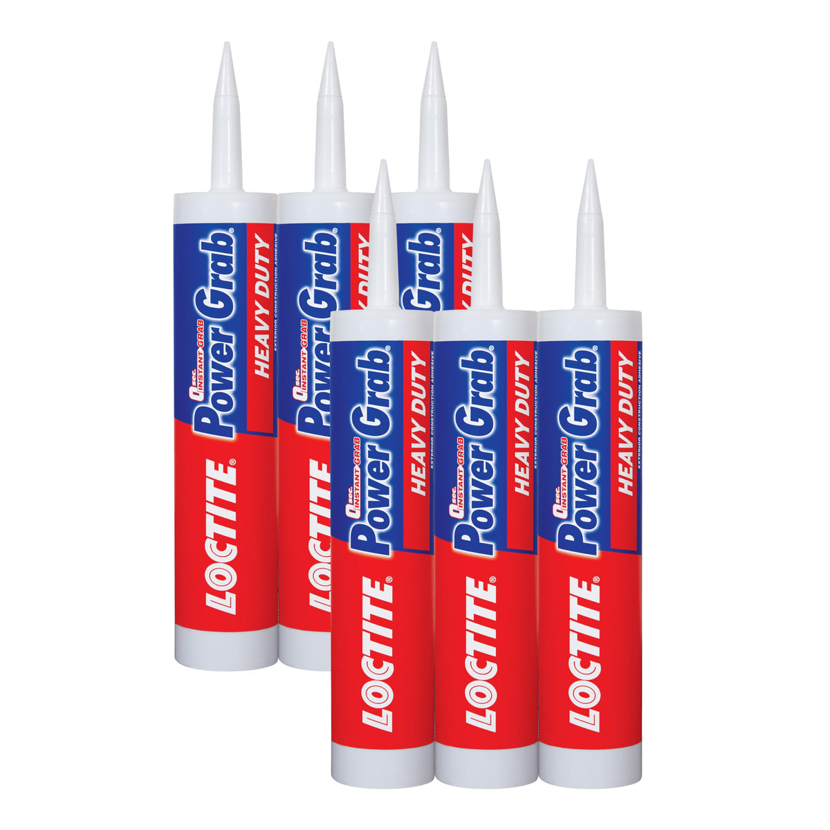 Loctite Power Grab Express heavy-duty adhesive bottle showing instant grab on wood