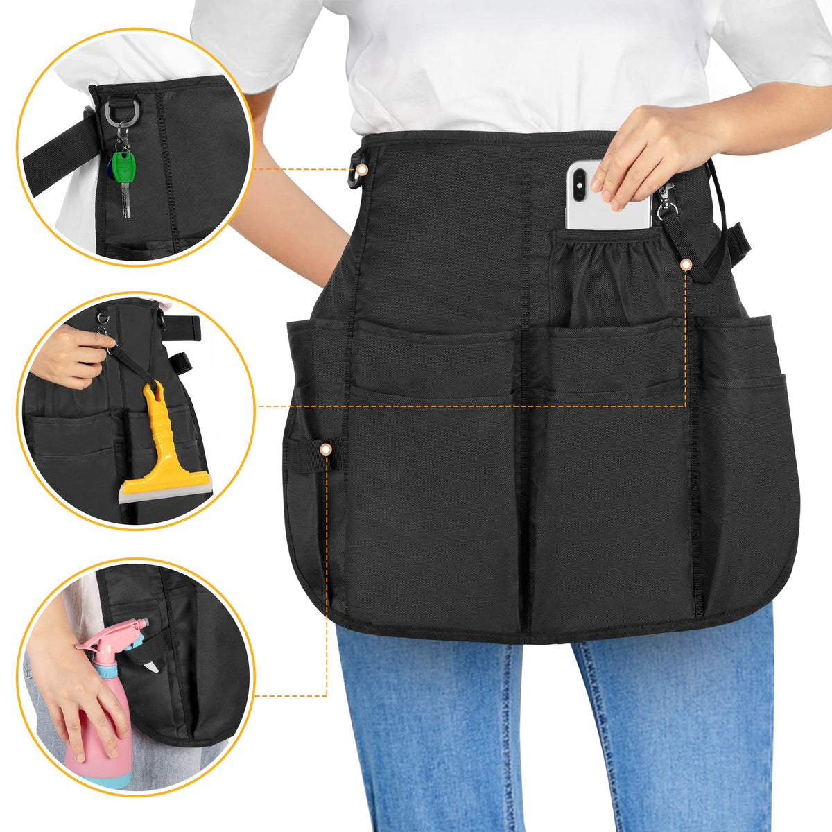 LoDrid nylon double-layer apron offers durable, easy-care protection.
