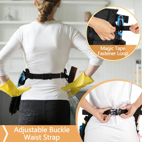 LoDrid cleaning apron stores phone securely in its dedicated pocket.