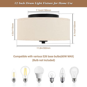 Lodstob beige fabric drum shade softens light for cozy bedroom ambiance