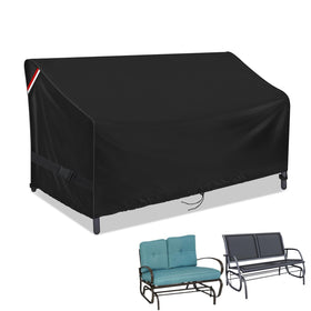 Loenel Outdoor Loveseat Cover on glider bench shielding from rain for durability