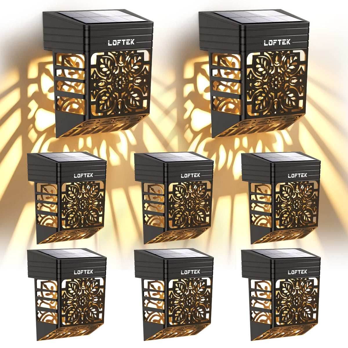LOFTEK solar deck light on stairs provides warm, inviting glow