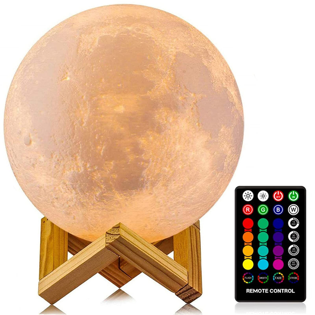 LOGROTATE Moon Lamp front view with realistic 4.8-inch moon glow for bedtime.