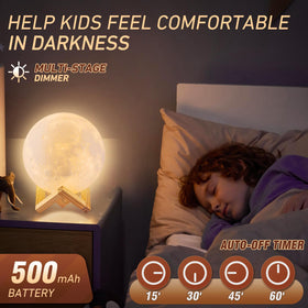 LOGROTATE Moon Lamp remote touch control for easy color and brightness changes.