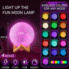 LOGROTATE Moon Lamp timer mode supports 15–60 minute sessions.