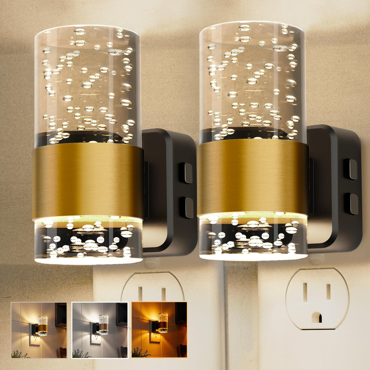 L LOHAS LED bubble night light with angled outlet for hallway lighting