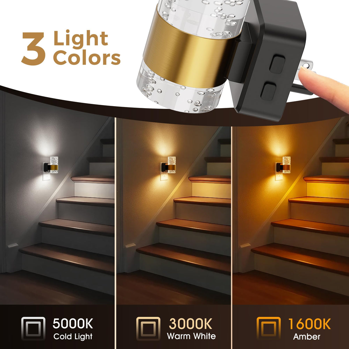 L LOHAS LED cool white night light provides fresh bathroom lighting