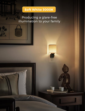 L LOHAS LED night light emits a soft, gentle glow for safe evenings.