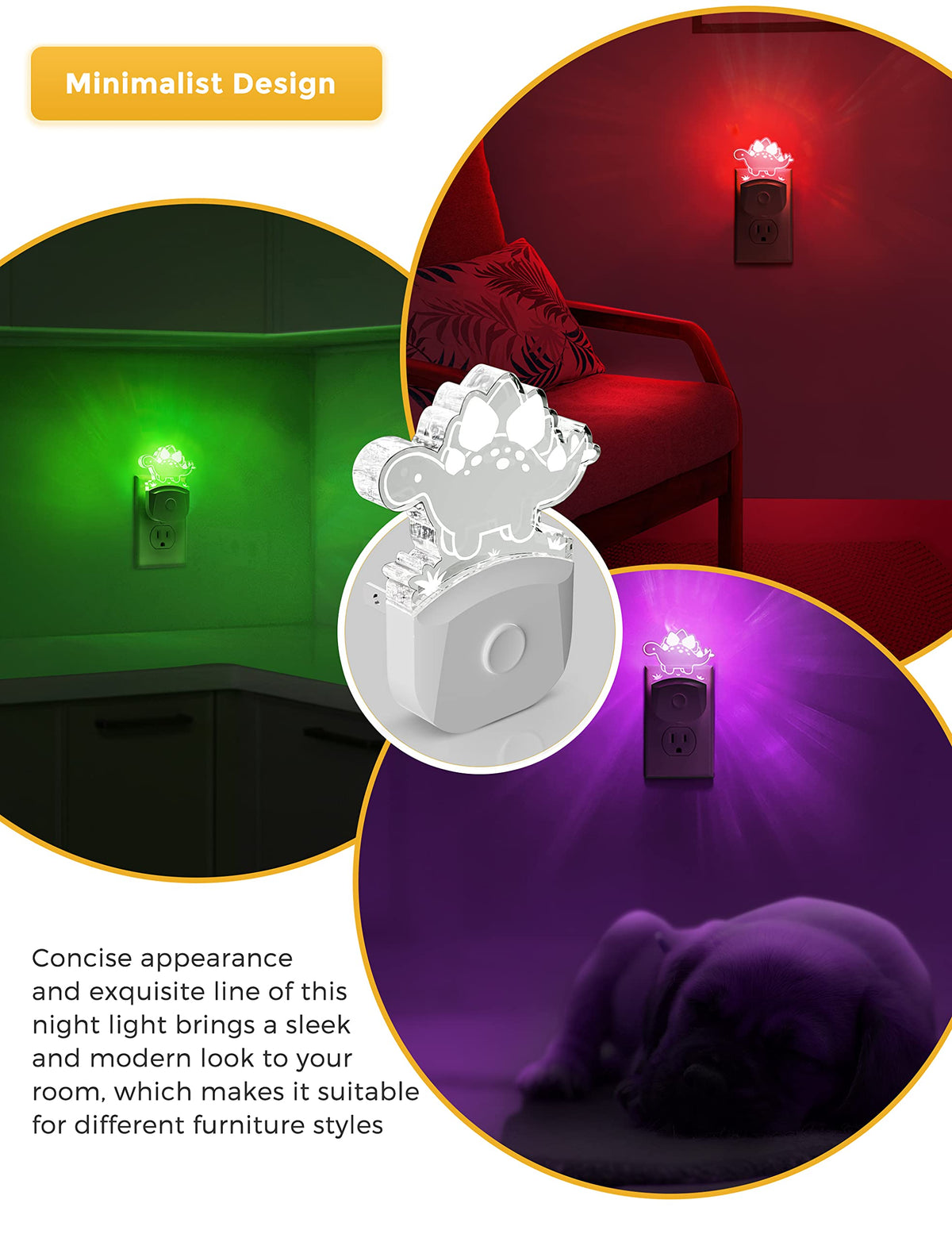 LOHAS LED dinosaur plug-in night light with kid-friendly design