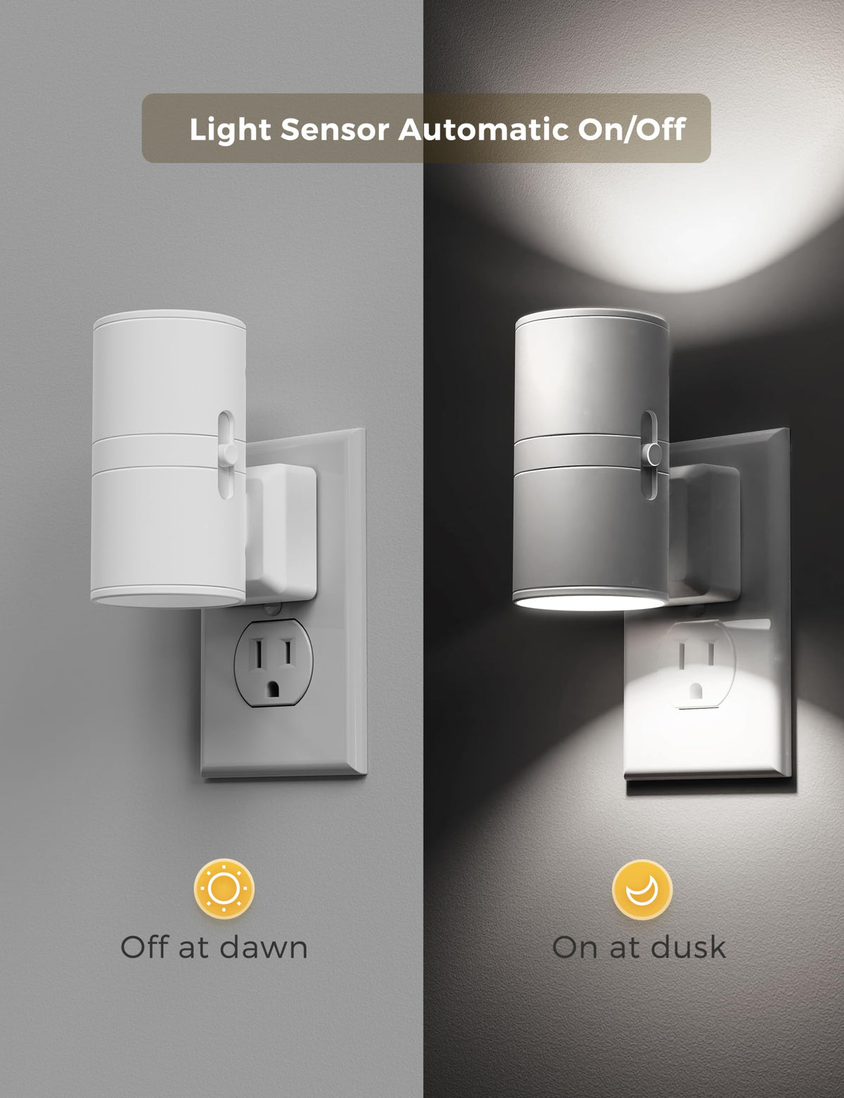L LOHAS LED night light with dusk-to-dawn sensor activates at night.