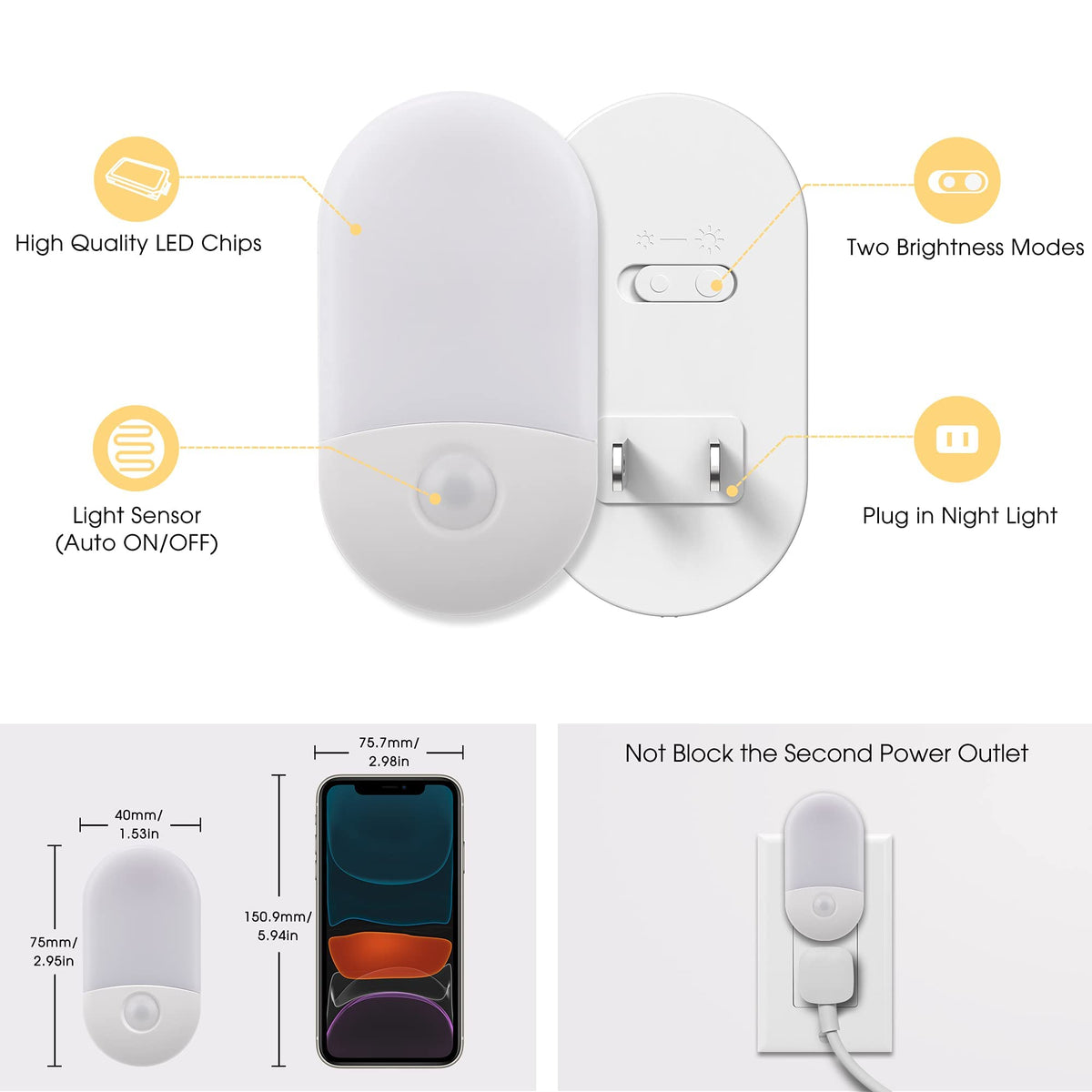 L LOHAS LED night light emits soft white 3000K glow