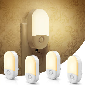 L LOHAS LED night light four-pack illuminating walls with soft white glow