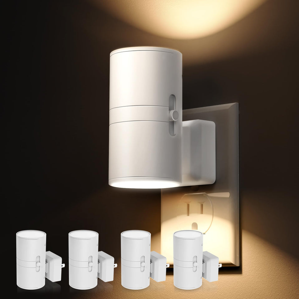 L LOHAS LED night light in-wall plug with soft 3000K glow for hallways.