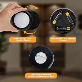 LOINSGLIM battery-powered installation with 3M adhesive on smooth surfaces