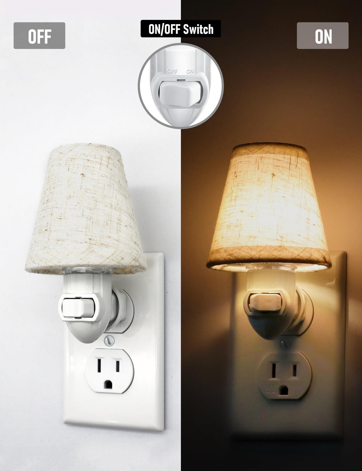 LOIWON night light with 360-degree rotate base directing light precisely