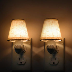 LOIWON vintage night light with linen shade providing soft glow in nursery spaces