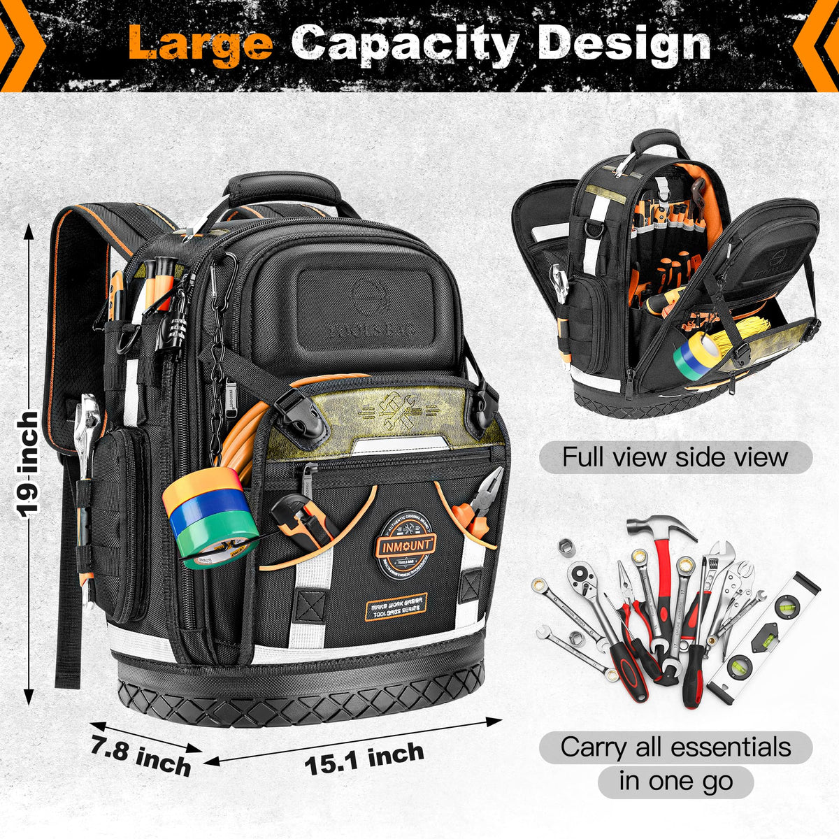 LOKASS Tool Backpack 1680D fabric resists tears for rugged daily use.
