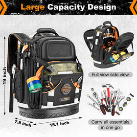 LOKASS Tool Backpack 1680D fabric resists tears for rugged daily use.