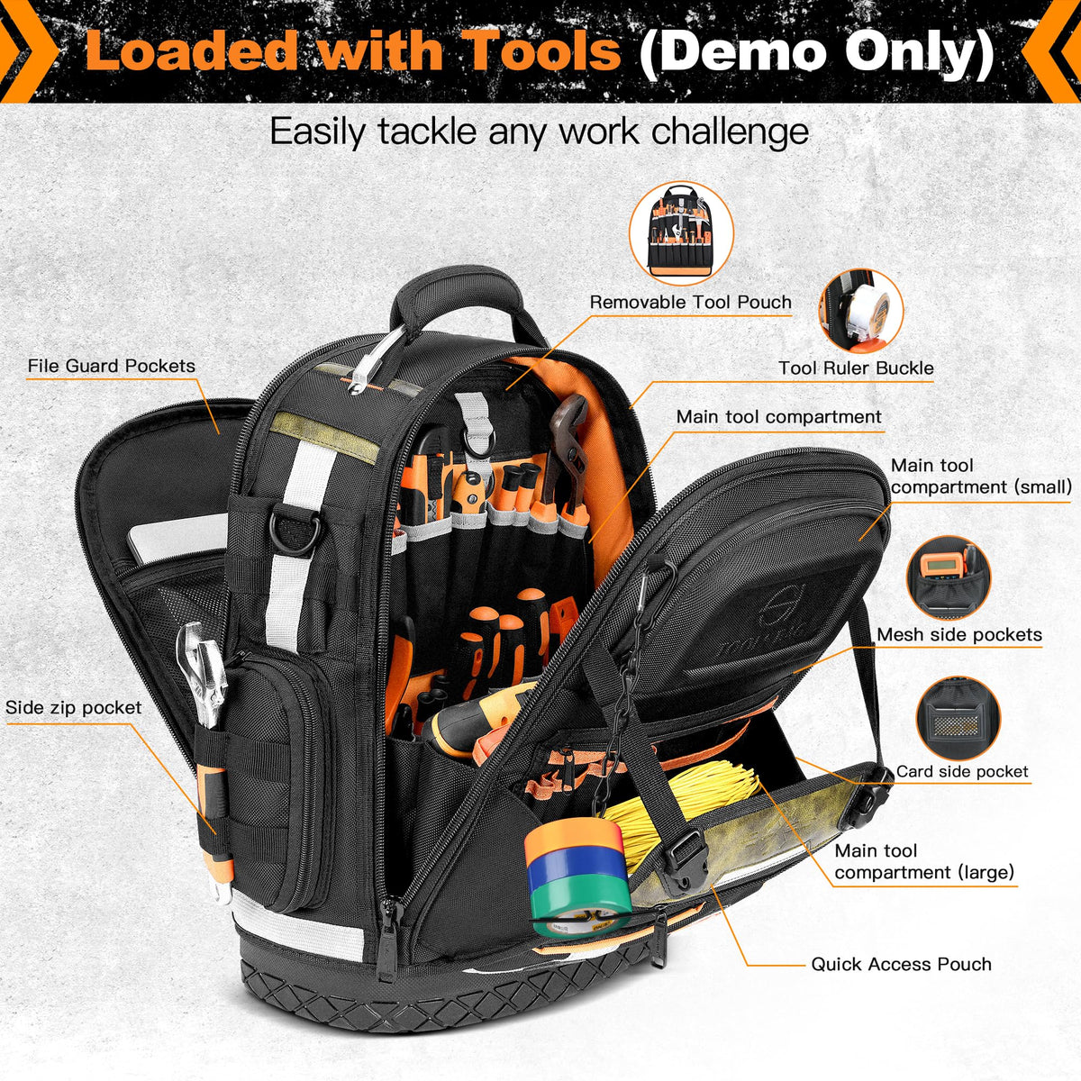 LOKASS Tool Backpack with combination lock guards valuables during shifts.