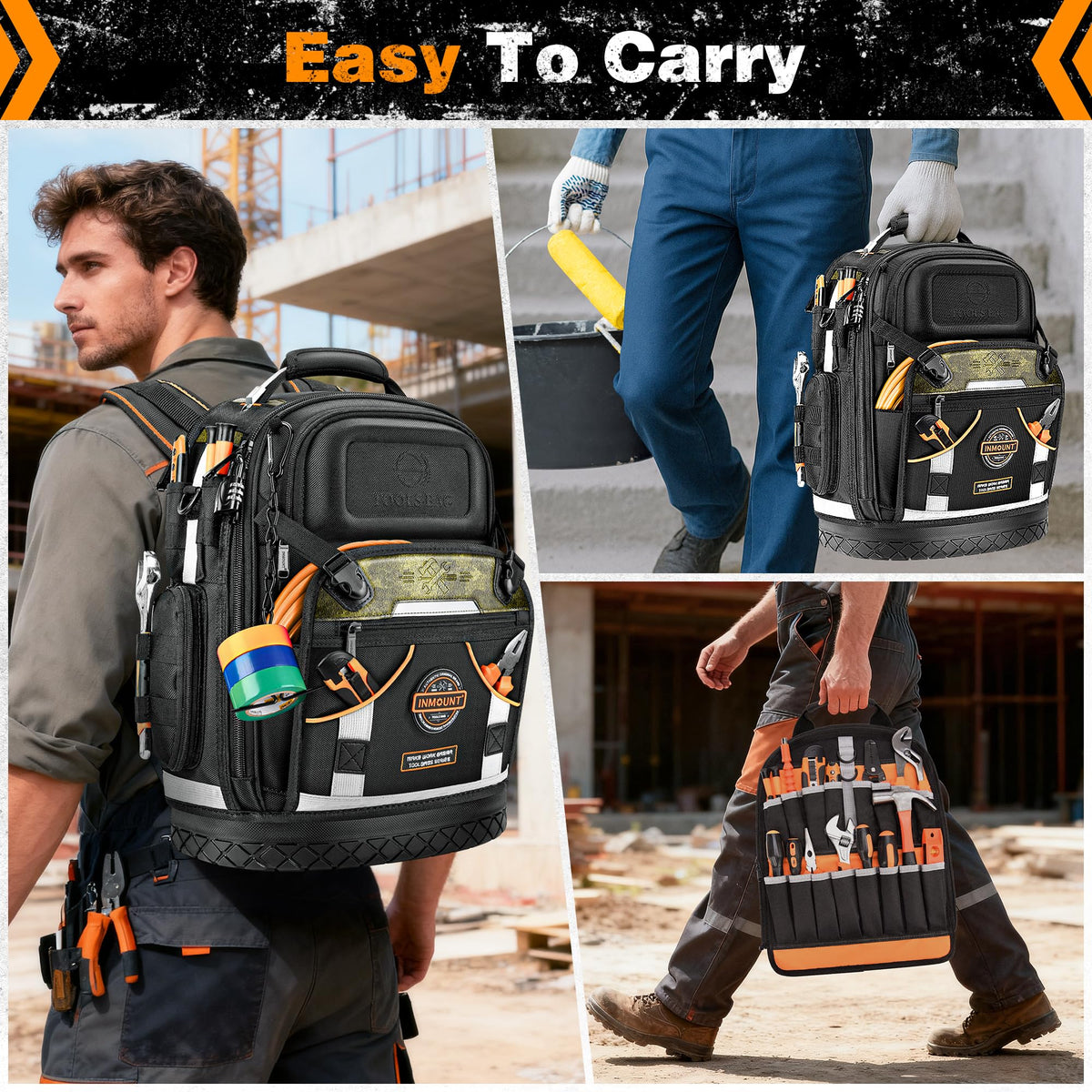 LOKASS Tool Backpack front-opening panel speeds access to frequently used tools.