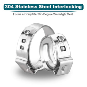 LOKMAN cinch clamp close-up highlighting 360 seal for leak-free PEX joints