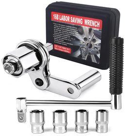 Loksun torque multiplier wrench assembly with sockets for easy lug nut loosening