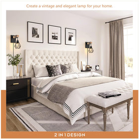 Lomoky two-wall-sconces in cozy bedroom setting cast warm ambient shadows.