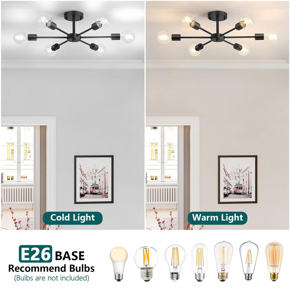 Lomoky easy-installation with pre-wired arms simplifies ceiling mounting.