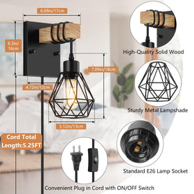 Lomoky vintage wood diamond cage lampshade close-up highlighting sturdy construction and luxe vibe.