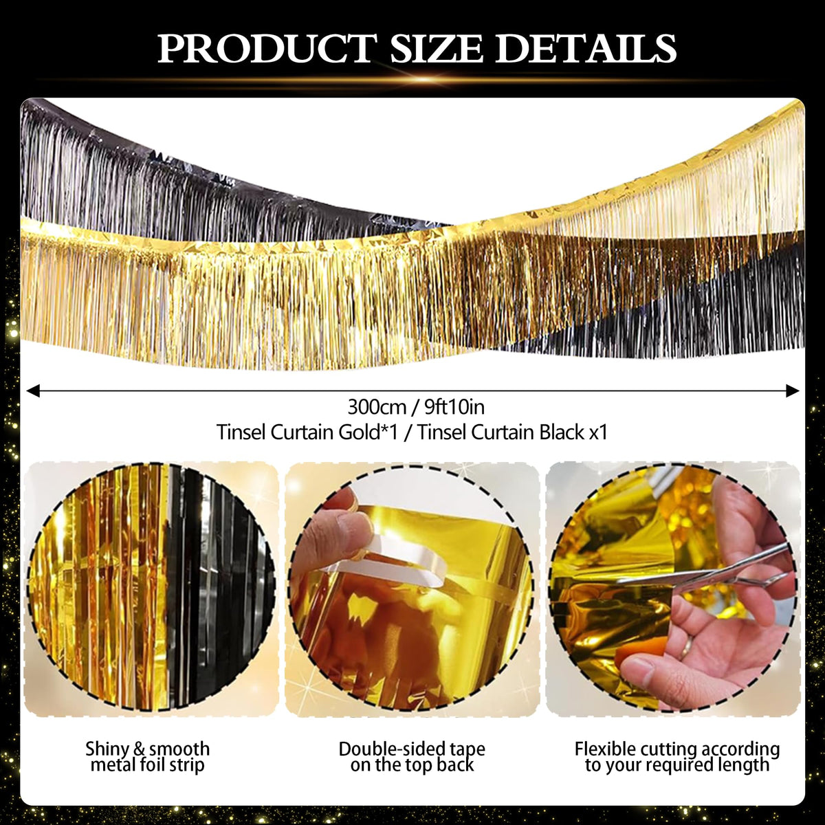 LOMOSO black and gold paper fan highlights focal areas.