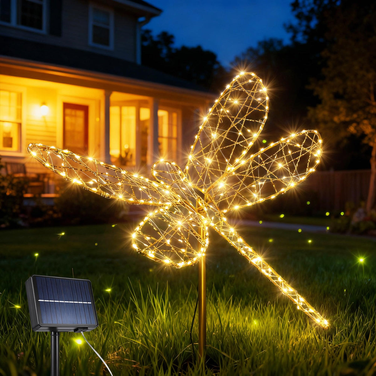 Lomotech solar dragonfly lights full view illuminate outdoor spaces with a romantic glow
