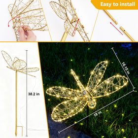 Lomotech dragonfly lights stake height showcases elevated garden accents