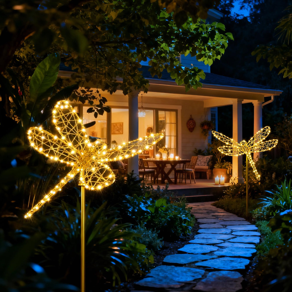 Lomotech dragonfly lights weatherproof metal withstands rain and frost