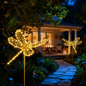 Lomotech dragonfly lights weatherproof metal withstands rain and frost