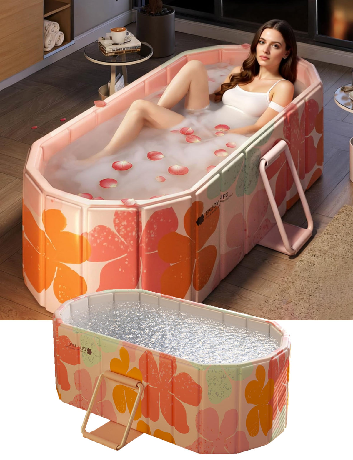 LOMOTIVE portable bathtub 47-inch open view for a roomy, full-body soak.