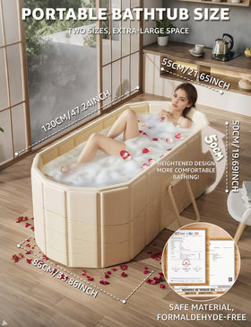 LOMOTIVE portable bathtub fully opened for spacious, comfortable soaking.