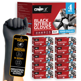 London Labs Black Nitrile Gloves front view shows durable, powder-free protection for many tasks.