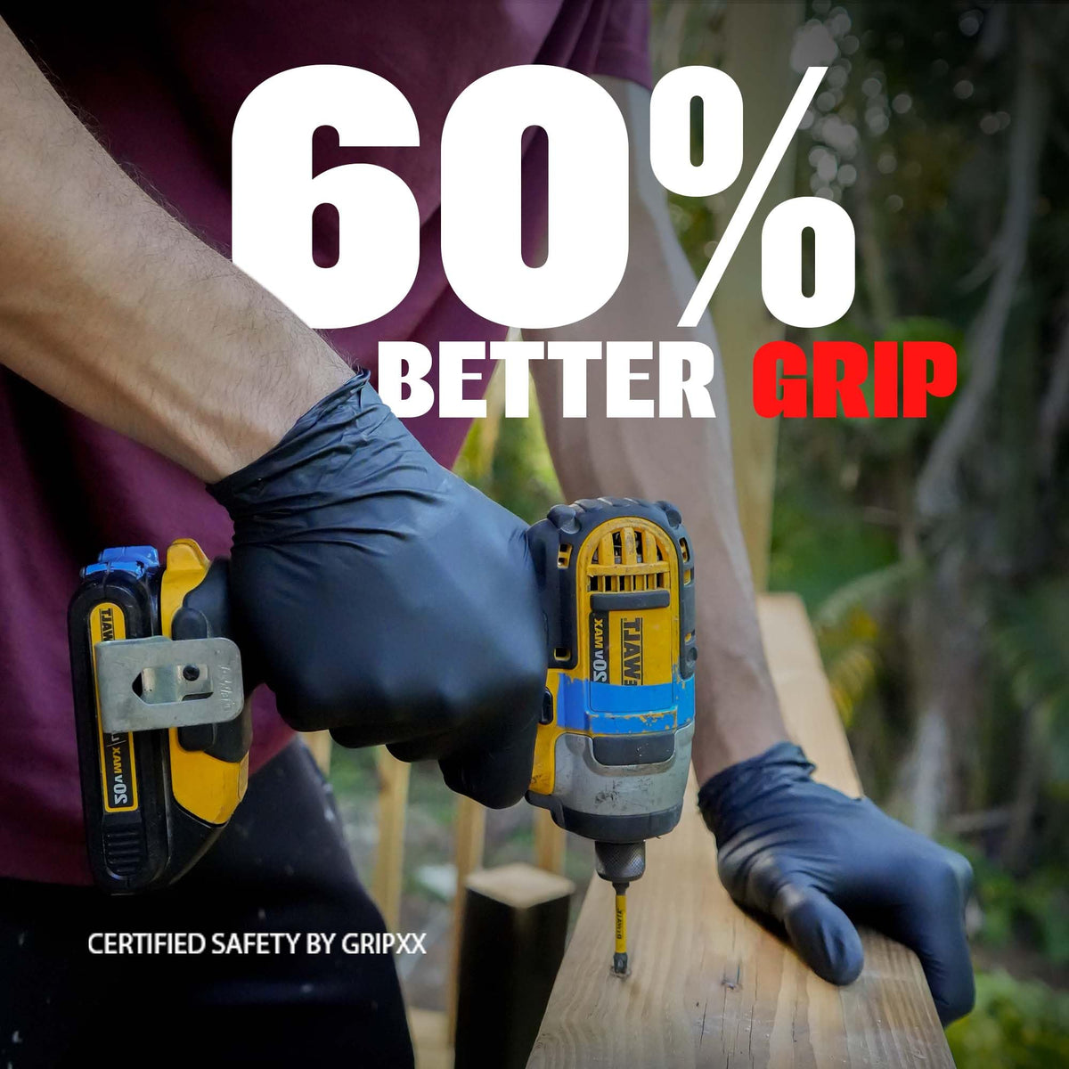 London Labs Black Nitrile Gloves kitchen use demonstrates food-safe gloves suitable for food prep.