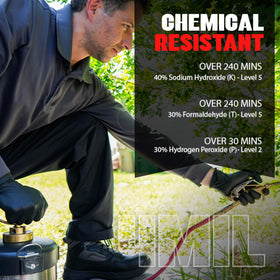 London Labs Black Nitrile Gloves mechanic scene illustrates sturdy protection during auto maintenance.
