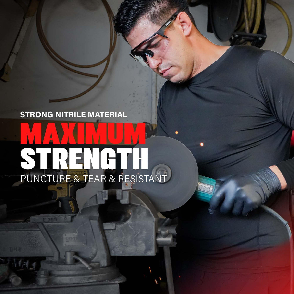 London Labs Black Nitrile Gloves packaging highlights bulk options for easy restocking.