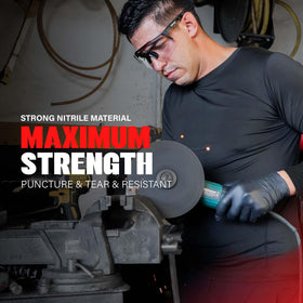 London Labs Black Nitrile Gloves packaging highlights bulk options for easy restocking.