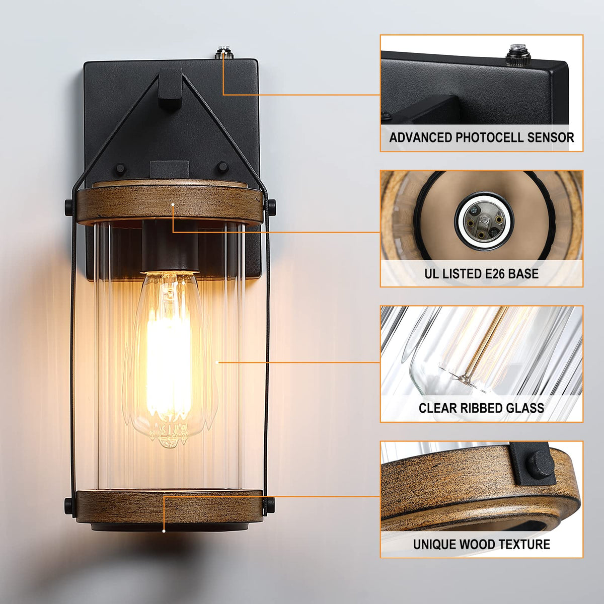 LONEDRUID glass ribbed lantern provides clear exterior glow