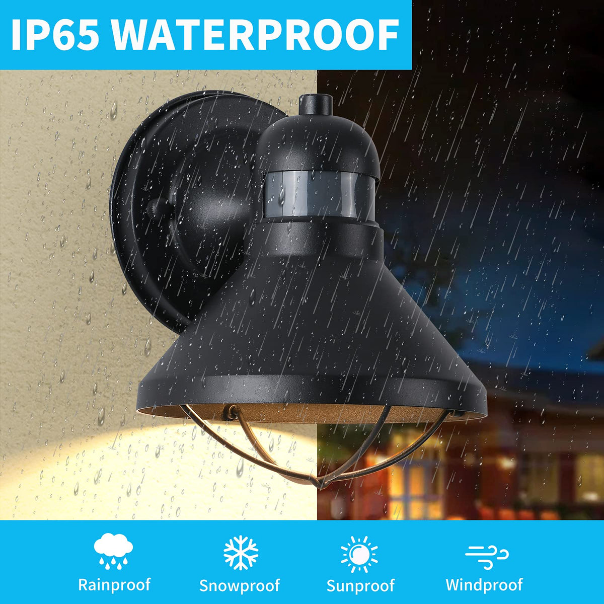 LONEDRUID IP65 weatherproof exterior light for rain or snow
