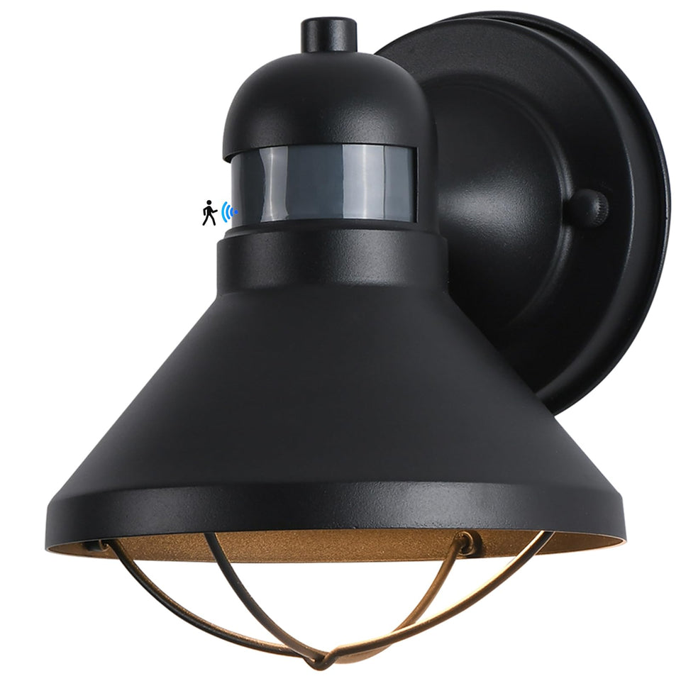 LONEDRUID motion sensor outdoor light front view with dusk to dawn illumination